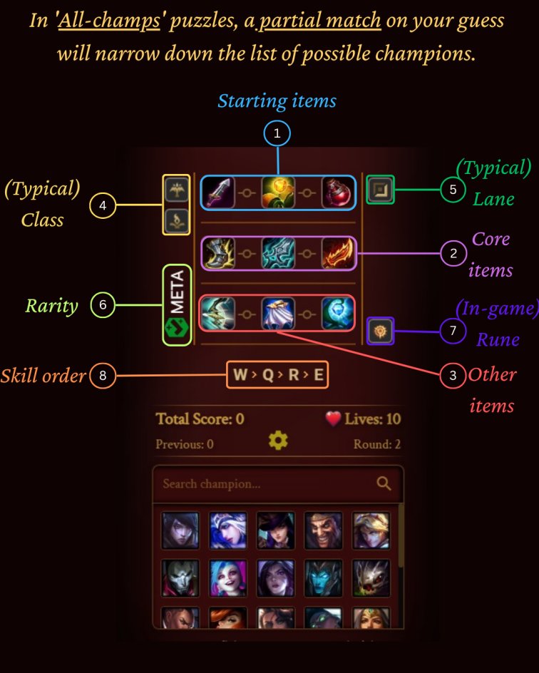 League of Legends champion guessing quiz tutorial for daily DLE mode